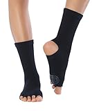 Knitido Yoga-Socken Yoga Flow, Rutschfeste Zehensocken für Yoga, Pilates und Tanz mit offenen Zehen und Grip, aus Baumwolle, für Damen und Herren, Größe:35-38, Farbe:Obsidian (schwarz) (001)