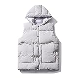 Weste Herren Winter Warm Verdicken Weste Herren Mode Einfarbig Ärmellos Jacke Herren Einfachheit Lassig All-Match Kapuzenjacke Herren Loose Komfortabel Weste H