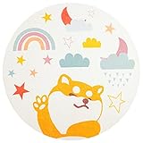 MMHJS Moderner Niedlicher Runder Cartoon-Teppich, Weiche Bodenmatte Für Zuhause, Wohnzimmer, Schlafzimmer, Sofa, Couchtisch, Balkon, Hängender Korb, Plüschteppich 60cm D