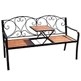 CJshop Gartenbank Double Bank mit anheblichen kleinen Couchtisch Sofa Stuhl Outdoor Gartenbank Garten Balkon Freizeit Schmiedeeiserne Kunststoff Holzbank Parkbank