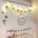Kunstpflanze Künstliche Eukalyptus-Girlande aus Kunstseide, handgefertigt, Grün Blätter für Vintage Deko, Fensterdeko, Hochzeit Deko, Tischdeko, 20 LEDs, 2