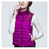 SSMDYLYM Winterfrauen Weiße Ente Daunenweste Damen Ultraleichte Ente Daunenweste Jacke Ärmellos Mantel (Color : Purple, Size : M code)