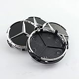 WXJZ 4 Stück 60mm Alufelge Radkappen Center Nabenkappen ​Kappen Emblem Felgenkappen 60mm für Mercedes Felg