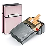 2 Stück Plastik-Zigarettenetuis mit magnetischem Öffnen und Schließen können 20 Zigaretten aufnehmen und die Oberfläche ist mit Metall-Zigarettenetuis bedeck