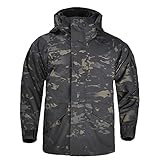 2 In 1 Jacke Herren Camping Wanderjacken Softshell Camouflage Jagdjacke Herren Winter Innenfleece Wasserdichte Jacke Mantel - schwarz camouflage,3XL (90-100KG)
