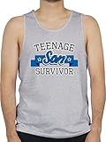 Shirtracer Vatertagsgeschenk Papa - Teenage Son Survivor - S - Grau meliert - Tank Top - BCTM072 - Tanktop Herren und Tank-Top M