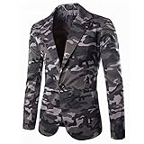 Herren Military-Style Casual Camouflage Leichter Anzug Baumwoll-Leinen-Mix Struktur Sakko Mantel Slim Fit Einreihiger Anzug Business Bankett als Anzug oder Jacke M-XXL