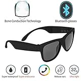 GLASSES Polarisierte Sonnenbrille Bluetooth Knochenleitungs-Headset Intelligente Brille Gesundheit Sport Drahtlose Kopfhörer und Mikrofon,Black