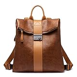 Realer Rucksacktasche Damen, Wasserdichte Handtasche Rucksack 2 in 1, Elegante Rucksackhandtasche als Lederrucksack Cityrucksack, Groß B