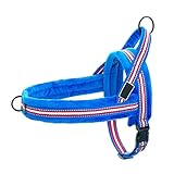 Hundeweste Nichtspannung Reflektierende Hundegeschirr Gepolsterte Haustier PET-Welpen-Kabelbaum Verstellbare kleine, mittlere und große Hunde Xs s m l (Color : Deep Blue, Größe : XS)