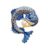KLHHG Blauer Kristall-Diamant-Fisch-Brosche, Tierbrosche, Damen Alloy Elegante Brosche Kleid Tasche Dek
