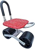 SKYWPOJU Gartengeräte Gartensitzhocker ， Gartenkniebank Gartenarbeit breite Räder 150kg Traglast, Gartenwagen, zum Jäten Gartenarbeit und Rasenpflege im Freien 45 x 14 x (22-35) cm (Color : Red)