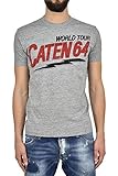 DSQUARED2 T-Shirt für Herren, Caten, Grau, Logo Tasche, Baumwolle, Rundhalsausschnitt, Grafikdruck, Größe M, Grau M