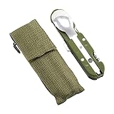 8 in 1 Camping Bestecker Gabel Löffel Faltbare Geschirr Edelstahl Tragbare Camping Geschirr Essen Utensilien Halter Für Picknick Wandern BBQ Outdoor R