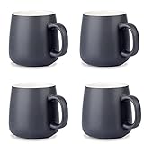 NEWANOVI Keramik Kaffeetasse Set Kaffeetasse aus Porzellan in matt, Becher mit Griff, für Heißgetränke, Kaffee, Tee Milch, Kakao, Keramik Becher, 360ml, Set of 4, G