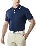 TSLA Herren Kurzarm Poloshirt, Premium Regular Fit Quick Dry Hi-Flex Active Tech Polohemd, Mtk10 1pack - Navy & Light Blue, L