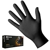 Nitrilhandschuhe MERCATOR GoGrip Schwarz, Einmalhandschuhe, puderfreie Einweghandschuhe, Größe: XXL - 50 Stück, latexfrei 2x dickere Nitrilhandschuhe, Diamanttex