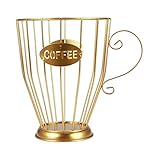 FLAMEER Eisen Espresso Kaffee Pod Organizer Halter Korb Obst Schüssel Kaffee Becher mit Basis, Lagerung Halter für Kaffee Kapseln - G