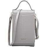 ICEIVY Handy Umhängetasche Kleine, Crossbody Geldbörse Handytasche für Damen,Frauen,Mädchen,Leder Einfarbig Kartenhalter Schulter Brieftasche Umhängetasche Handtasche Shopper Handy Tasche (Grau)