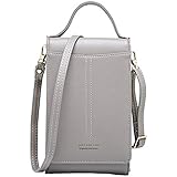 ICEIVY Handy Umhängetasche Kleine, Crossbody Geldbörse Handytasche für Damen,Frauen,Mädchen,Leder Einfarbig Kartenhalter Schulter Brieftasche Umhängetasche Handtasche Shopper Handy Tasche (Grau)