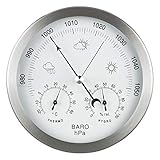 GardenMate® Wetterstation analog 3in1 Edelstahlrahmen Ø 14 cm Barometer Thermometer Hyg