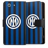 DeinDesign Klapphülle kompatibel mit Sony Xperia Z3 Compact Handyhülle aus Kunst Leder schwarz Flip Case Inter Mailand Logo Offizielles Lizenzproduk