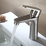 Dolinvo Wasserhahn Bad für Badezimmer mit Abnehmbarer Perlator Wasser Sparen Edelstahl Gebürstet Matt Anti Fingerabdruck Waschtischarmatur Hochdruck mit Standard G3/8 Schläuchen Korrosionsbeständig