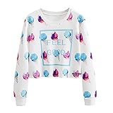 Pullover Damen Sweatshirt Eiscreme Druck Rundhals Langarm Kurzes Frauen Fashion Langarmshirt Oberteile Tops Bluse Lässig Klamotten Teenager Mädchen Kleidung