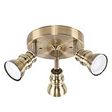Moderne, runde Deckenlampe mit 3 verstellbaren Strahlern Modern messing