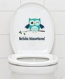 WC Aufkleber - Schön hinsetzen! - Eule Toilettendeckel A075
