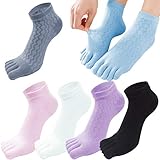 MOAMUN 6 Paare Womens Five Finger Toe Socken für Frauen Mädchen, Damen Casual Socken Baumwolle Low Cut Söckchen Soft & Breathable Größe 39-44 (Mischen)