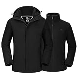 CAMEL CROWN 3-in-1 Herren Outdoorjacke Wasserdicht Winddicht Warmer Skijacke mit Taschen Kapuze Zweiteilige Winterjacke mit Fleece jacke Freizeitjacke für Ski Snowboard Wandern Klettern R