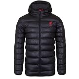 Liverpool FC - Herren Winter-Steppjacke mit Kapuze - Offizielles Merchandise - Geschenk für Fußballfans - Schwarz - 3XL