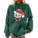 Weihnachts Hoodie Damen Damen Rollkragenpullover Langarm mit Taschen Frauen Hoody Damen Mit Kapuze Kapuzenpullover Übergroß