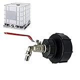 HEZHU IBC Auslaufhahn IBC Adapter Wassertank S100x8 / S60X6 Grobgewinde - 3/4' Kugelhahn Auslaufventil Regenwassertank für Auslaufhahn mit Schlauchverschraubung