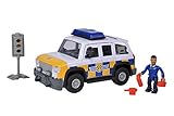 Simba 109251096 - Feuerwehrmann Sam Polizeiauto 4x4,19 cm, für Kinder ab 3 Jahren, mit Originalsound, Licht, Malcom Figur und weiteren Ex