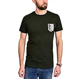 Attack on Titan Herren T-Shirt Survey Corps Front- und Rückenprint Baumwolle grün - XL