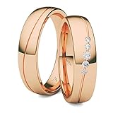 KOLIBRI RINGS GOLD- Eheringe Paarpreis Rotgold 333 mit 5 Diamanten Trauringe Verlobungsringe Partnerringe 100% Made in Germany- Inkl. Gratis Etui + Gravur + Zertifikat (Hochglanz Poliert)