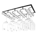 IREANJ Drain Rack-Speicher-Organisator-Halter Einfache Weinglashalter 4 Reihen stemware Rack-stemware Rack-Schrank-Edelstahl-Aufhänger Weinglas Rack(Farbe:Schwarz,Größe:40 * 22,5 cm) Kü