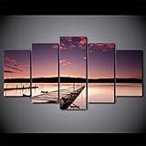 Wanddekoration 5 Bilder Vlies Leinwand 5 Teilig Bilder Wandbild HD Drucke Painting Pier Holz Dock Poster Moderne Wandbilder Wohnzimmer Wanddekoration Desig