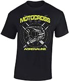 Baddery Motocross T-Shirt: MX Motocross Adrenaline - Geschenk für Motorradfahrer - Shirt für Dirtbike und Motorradliebhaber - MX Shirt - Motorrad Enduro Motorbike Tshirt, L, Schw
