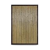 NOOR Bambuszaun Bali mit Holzrahmen I 120 x 120 cm I Natürlicher Bambus-Sichtschutz für Gärten I Balkon-Bambusw