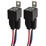 Gebildet 12V 40A SPST 4-Pin Auto Relais mit Steckdose, 4-Polig KFZ Fahrzeug Motor Relais mit Drähte,Umschalt Relais, Pack of 2