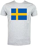 T-Shirt mit schwedischer Flagge, Grau - Gret - Größe: M