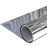 DecoMeister Spiegelfolie Selbstklebend Sonnenschutzfolie Sichtschutzfolie Spionfolie Fensterfolie Silber UV-Schutz Hitzeschutz Blendschutz Innenmontage je 0,5 Laufmeter 100x50cm Spiegel Silb