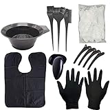 fansheng 9 stücke Hair Dye Coloring Kit, DIY Schönheitssalon Werkzeug Haar Tönungsschale Farbstoffbürste Kamm, Ohrhülle Handschuhe Haarfarbe Cape für Salon und H