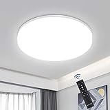 Deckenleuchte LED Dimmbar, 36W 3600LM Deckenlampe Dimmbar mit Fernbedienung, LEOEU Deckenbeleuchtung IP54 Badlampe für Wohnzimmer Schlafzimmer Küche, Ø33cm Lichtfarbe und Helligkeit einstellb