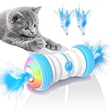 Jionchery Interaktives Elektrischer Katzenspielzeug Automatisch Selbstrotierendes Intelligentes Katzen Spielsachen Feder mit USB Aufladbar & Farbenfrohe LED Leuchten Spielzeug fü