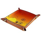 Schmuck Ledertablett Nachttablett für Schlüssel, Telefon, Münze, Brieftasche, Uhren usw., Kaffee, Löwenzahn Sonnenuntergang M