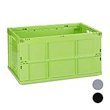 Relaxdays Profi Klappbox, stabil, Gewerbe, hochwertiger Kunststoff, Qualität, 60L, Kiste, HBT 31,5 x 58,5 x 40 cm, grü
